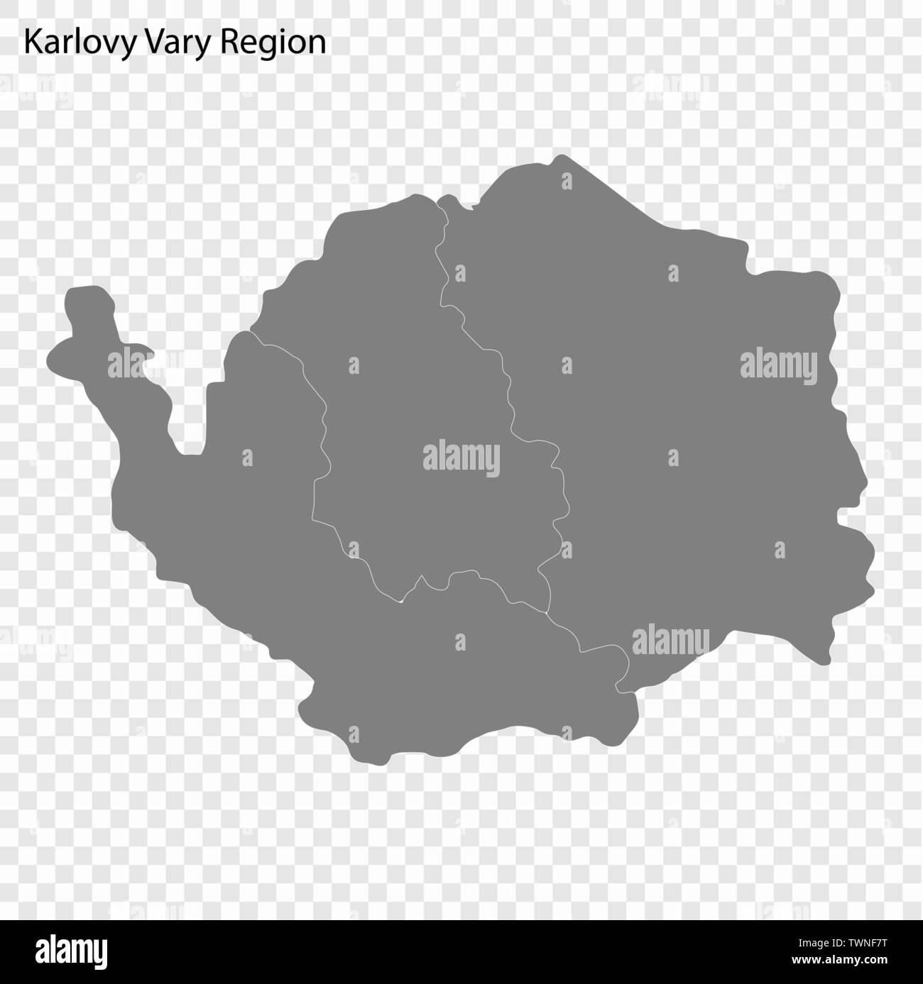 Carte de haute qualité de Karlovy Vary est une région de la République tchèque, et les frontières des districts Illustration de Vecteur