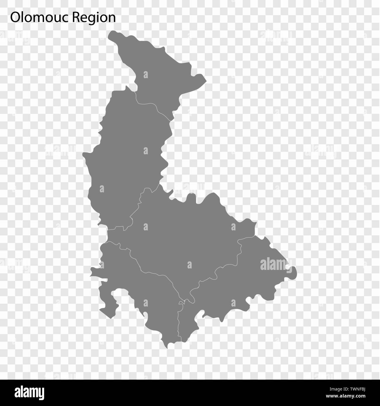 Carte de haute qualité d'Olomouc est une région de la République tchèque, et les frontières des districts Illustration de Vecteur