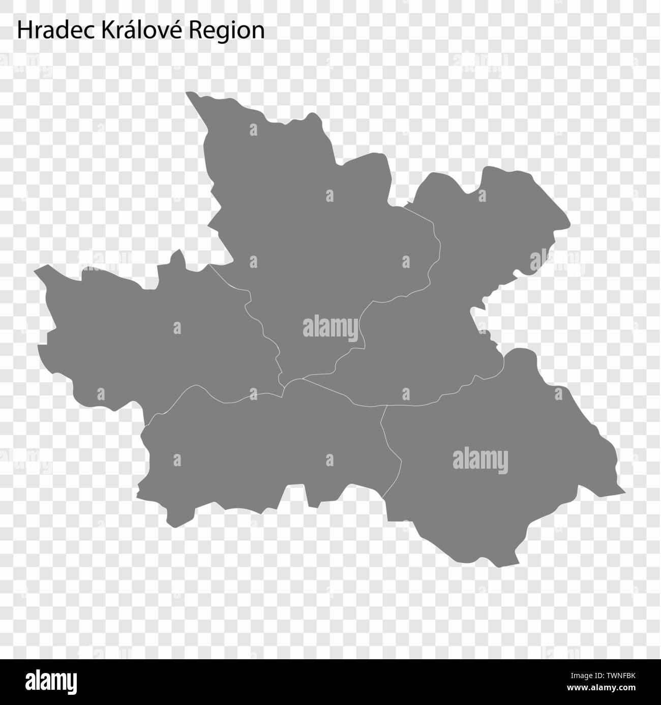 Carte de haute qualité de Hradec Kralove est une région de la République tchèque, et les frontières des districts Illustration de Vecteur