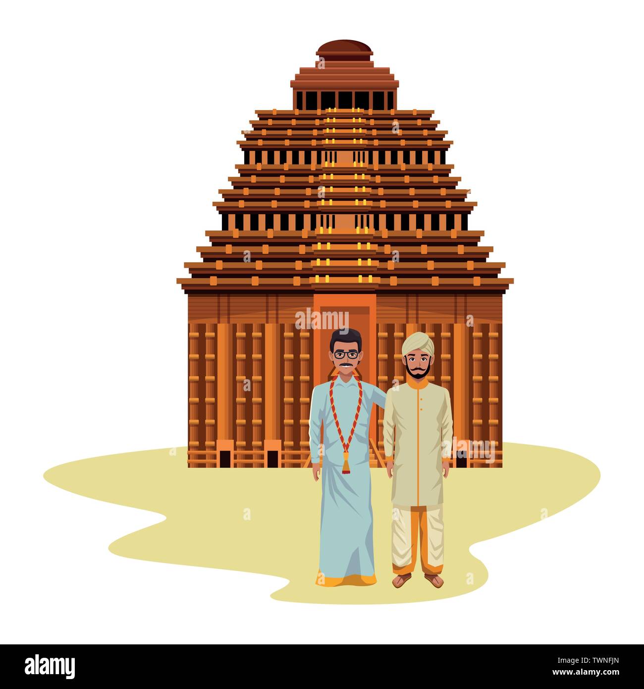 Les hommes indiens avatar personnage Illustration de Vecteur