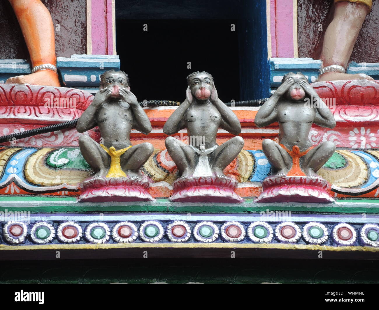 Trois sage singe temple en Inde Banque D'Images