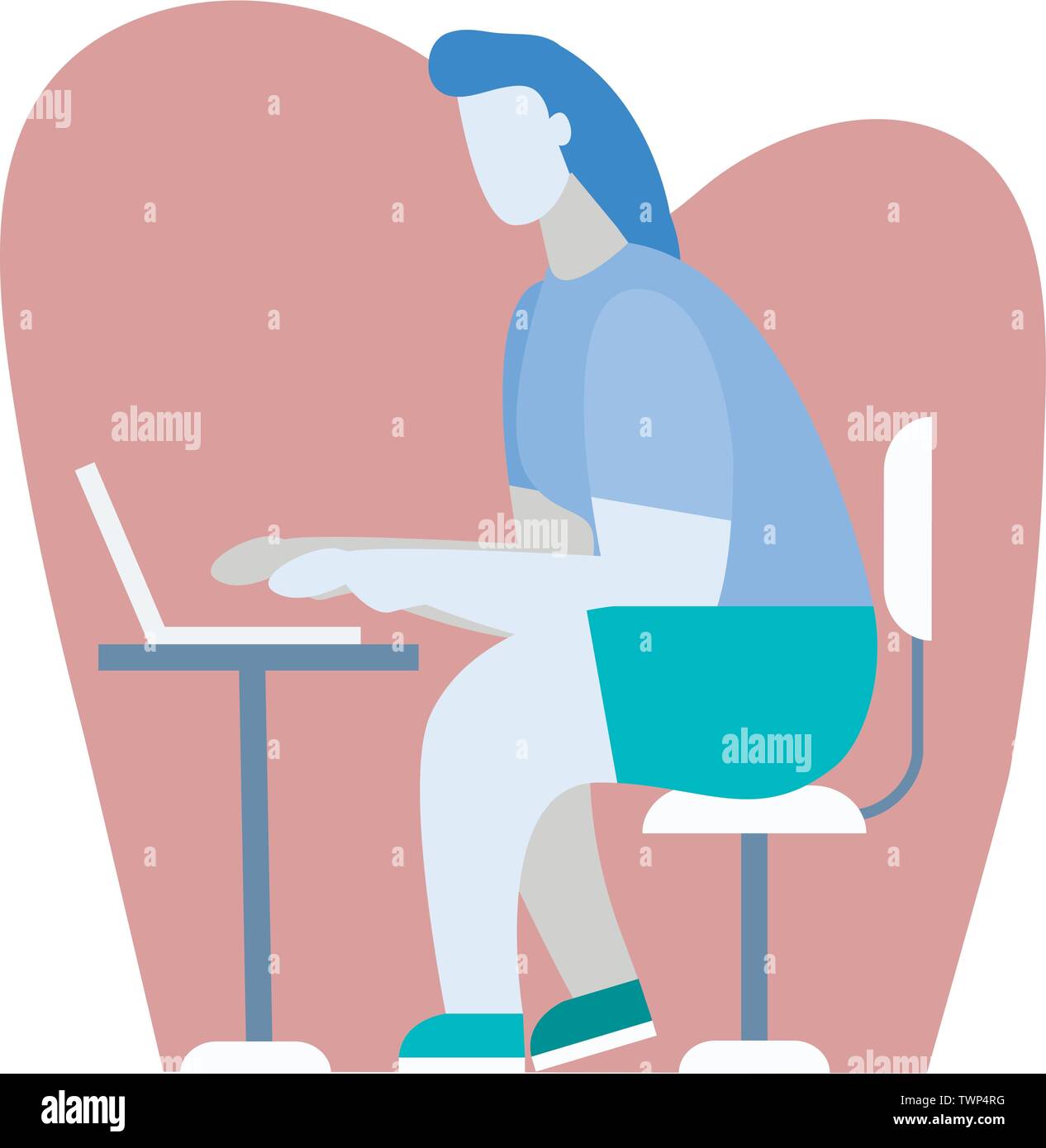 Vector cartoon illustration de lgirl intelligente en utilisant son ordinateur portable pour apprendre, des jeux, des blogs. Concept de sécurité, Internet Illustration de Vecteur