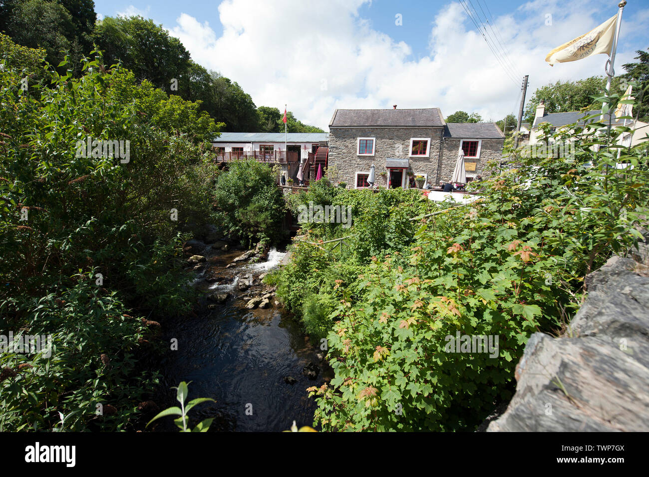 Le village de Laxey, Île de Man, îles britanniques Banque D'Images