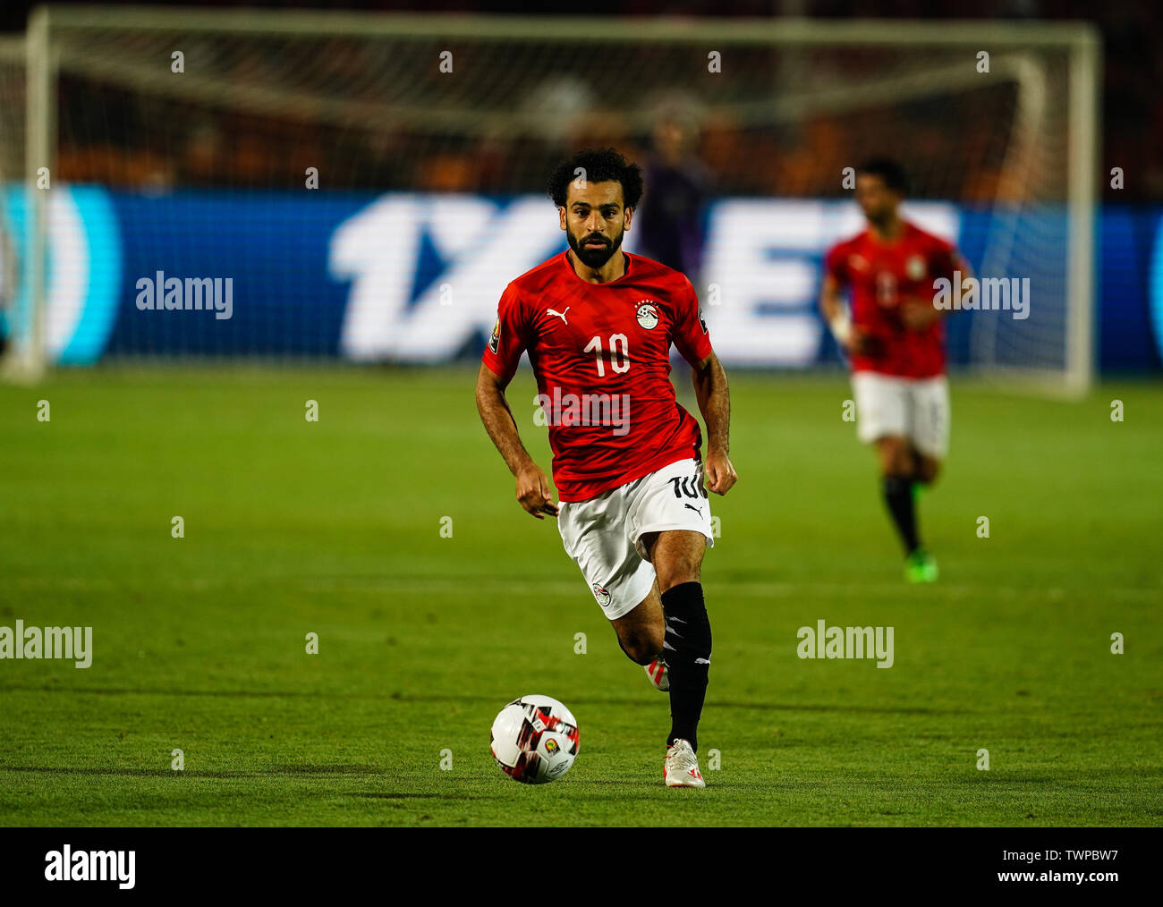 Le Caire, Égypte. 21 Juin, 2019. Mohamed Salah Mahrous Ghaly de l'Égypte pendant la coupe d'Afrique des Nations match entre l'Egypte et le Zimbabwe au Stade International du Caire à Ulrik Pedersen/CSM/Alamy Live News Banque D'Images