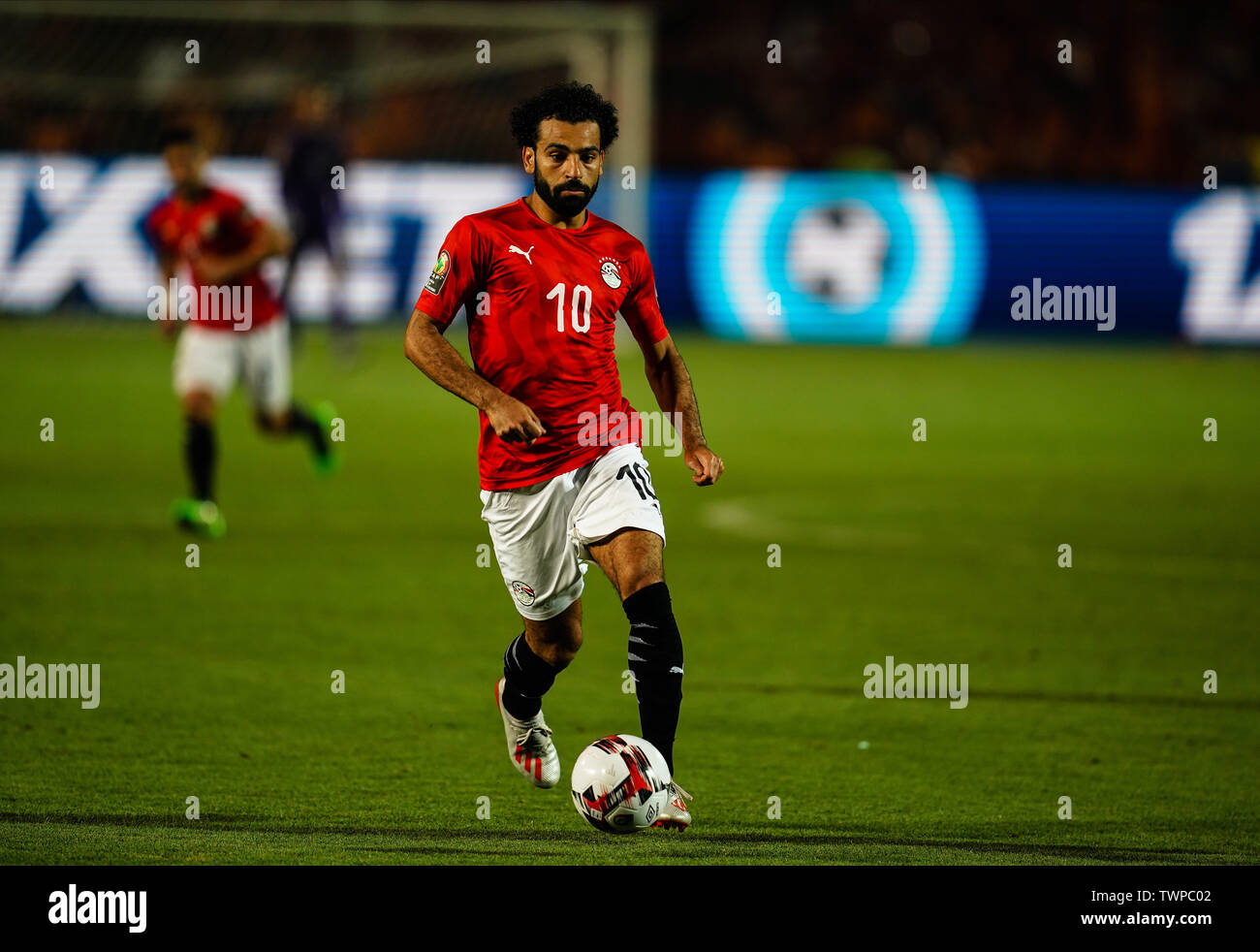 Le Caire, Égypte. 21 Juin, 2019. Mohamed Salah Mahrous Ghaly de l'Égypte pendant la coupe d'Afrique des Nations match entre l'Egypte et le Zimbabwe au Stade International du Caire à Ulrik Pedersen/CSM/Alamy Live News Banque D'Images