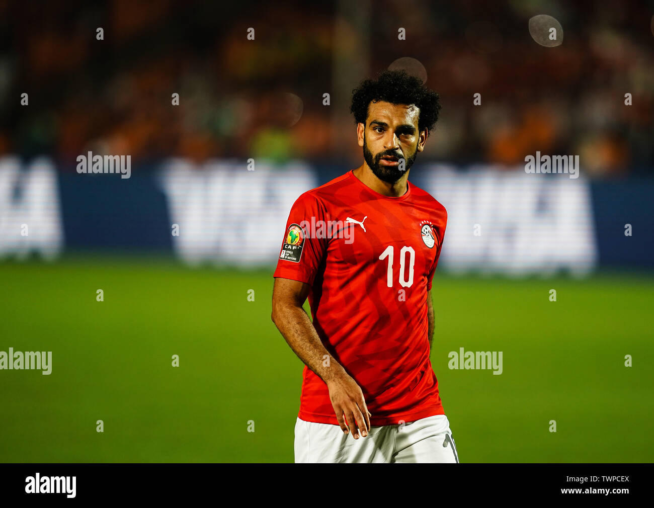 Le Caire, Égypte. 21 Juin, 2019. Mohamed Salah Mahrous Ghaly de l'Égypte pendant la coupe d'Afrique des Nations match entre l'Egypte et le Zimbabwe au Stade International du Caire à Ulrik Pedersen/CSM/Alamy Live News Banque D'Images