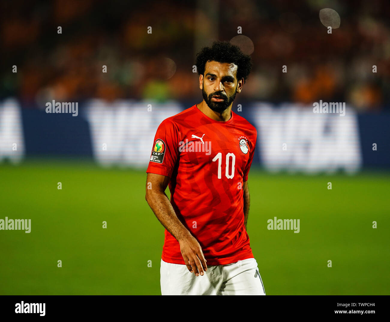 Le Caire, Égypte. 21 juin 2019 : Mohamed Salah Mahrous Ghaly de l'Égypte pendant la coupe d'Afrique des Nations match entre l'Egypte et le Zimbabwe au Stade International du Caire à Ulrik Pedersen/CSM. Banque D'Images