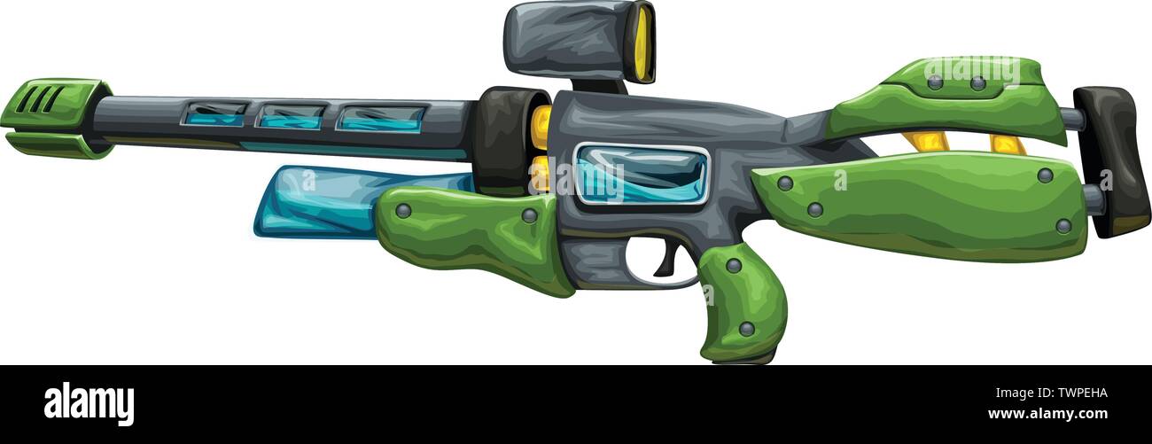 Futuriste vert fusil de sniper isolated on white Illustration de Vecteur