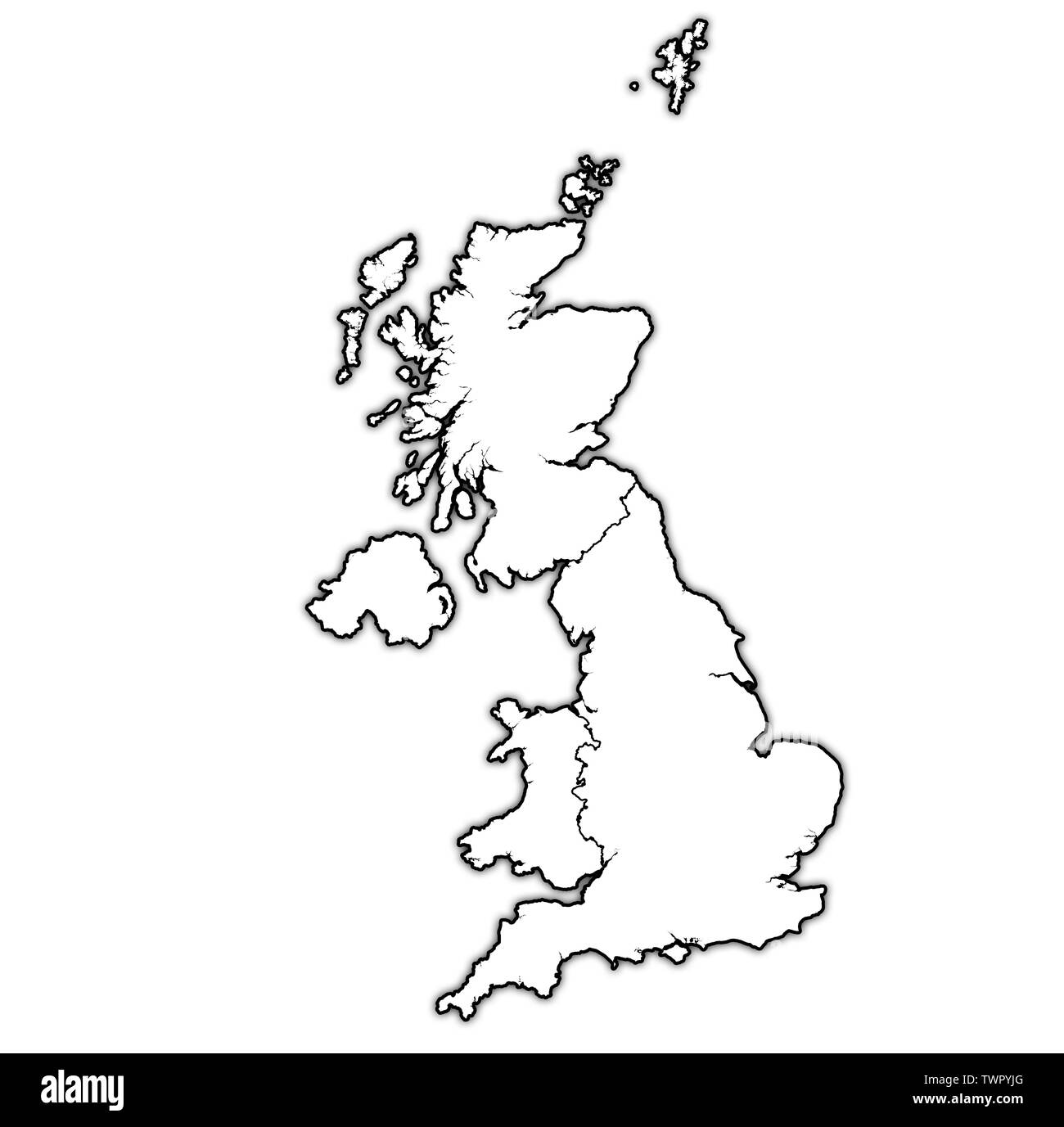 Carte politique de la Grande Bretagne avec des pays appartenant à United Kingdom Banque D'Images