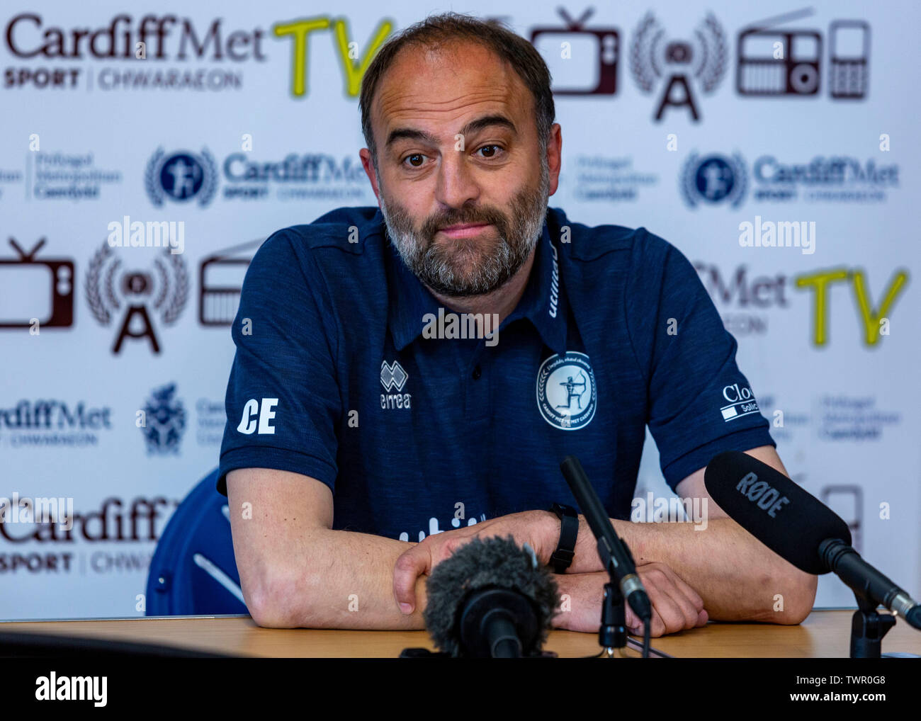 CARDIFF, Royaume-Uni. 13 juillet 2019. FC manager, Cardiff a rencontré le Dr Christian Edwards devant son Ligue Europa de l'affrontement avec Progrès Niederkorn. Banque D'Images