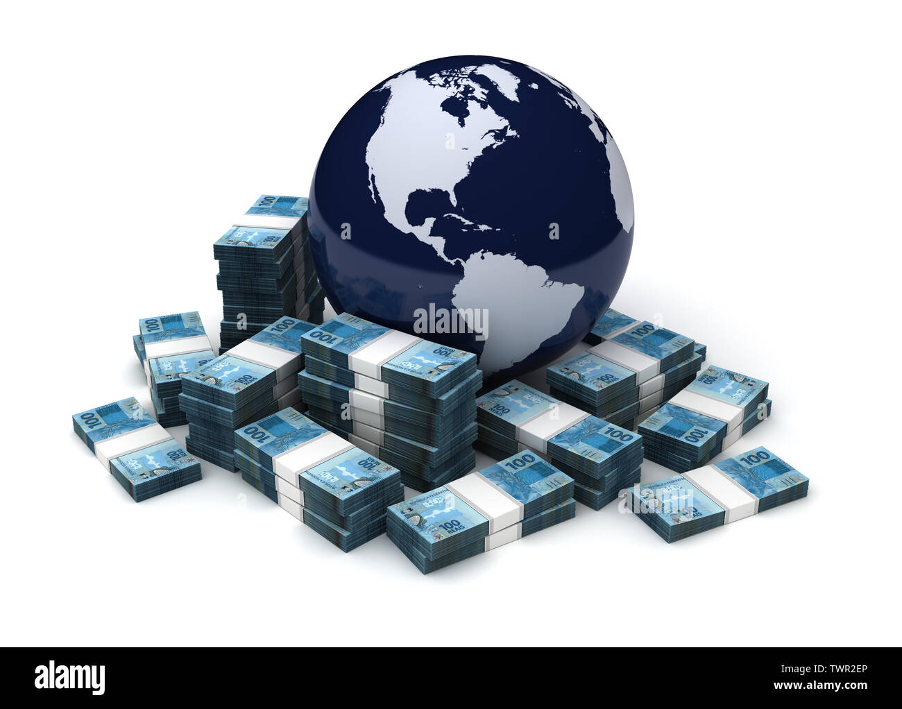 Global Business avec Real Brésilien (isolé sur fond blanc) Banque D'Images