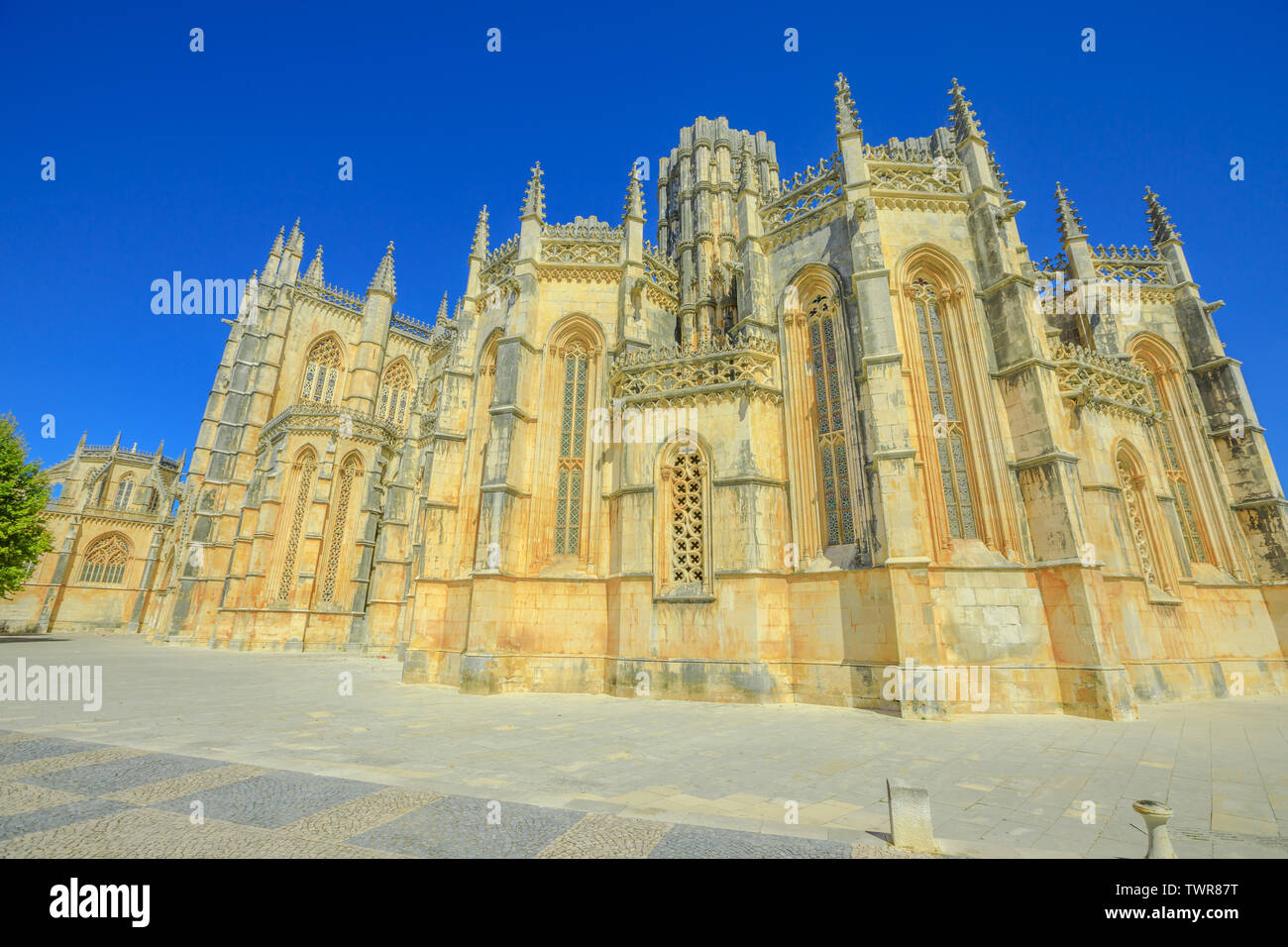 Monastère de Batalha, l'un des meilleurs exemples de l'architecture gothique au Portugal, mélangé avec le style manuélin. Couvent Dominicain de forme octogonale Banque D'Images