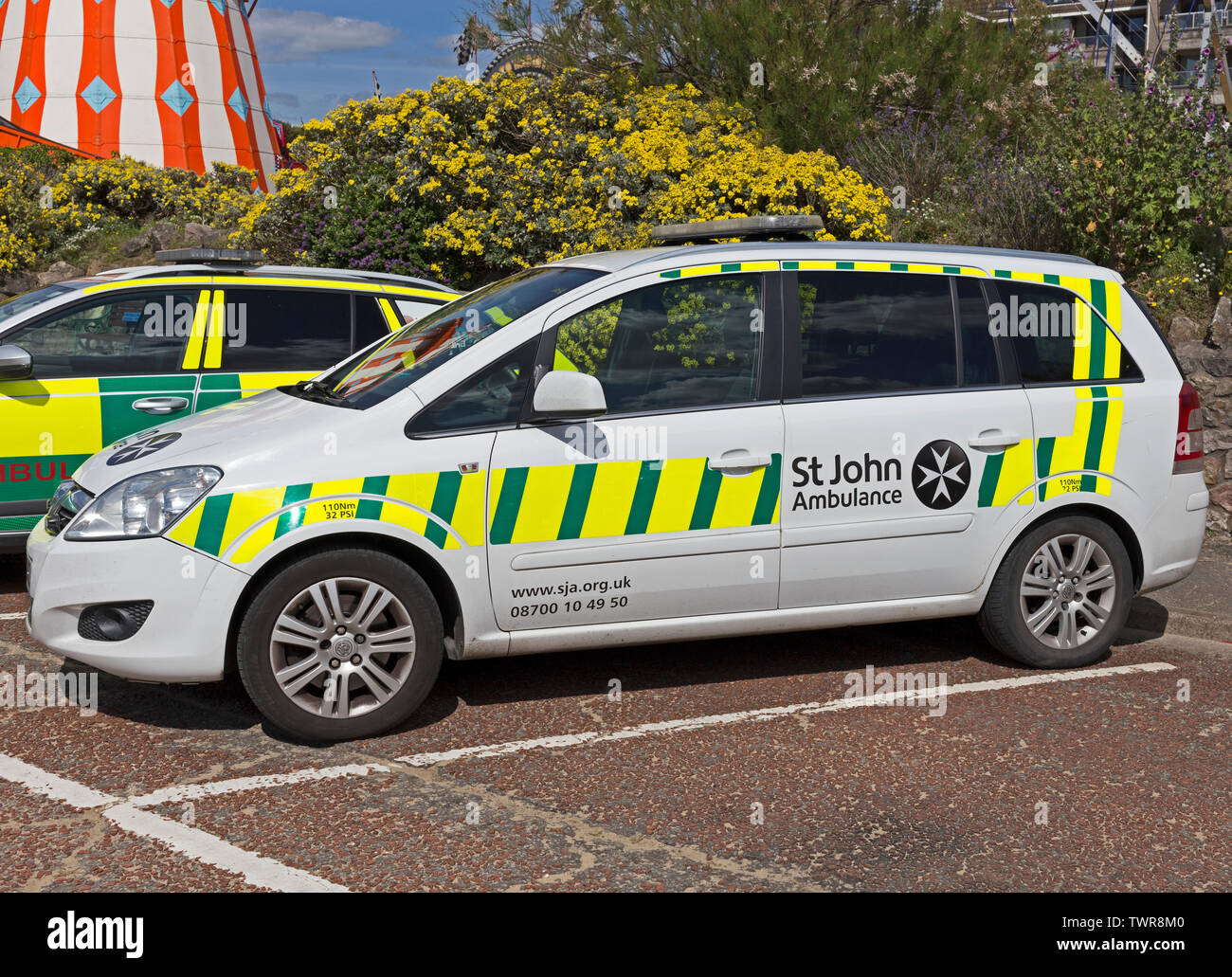 A St John Ambulance à l'assemblée annuelle de l'air Festival à Weston Weston-super-Mare, Royaume-Uni. Banque D'Images
