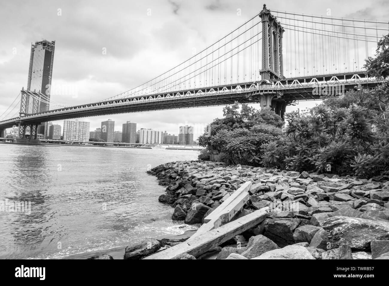 Une vue de la rue principale de pont de Manhattan, Brooklyn, NYC Aire Banque D'Images