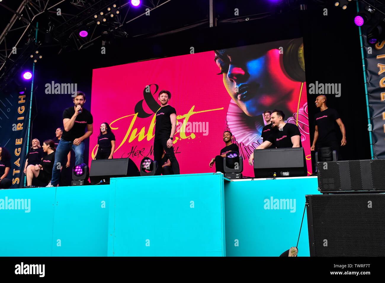 & Juliette effectue at West End Live 2019 à Trafalgar Square, le 22 juin 2019, Londres, Royaume-Uni. Banque D'Images