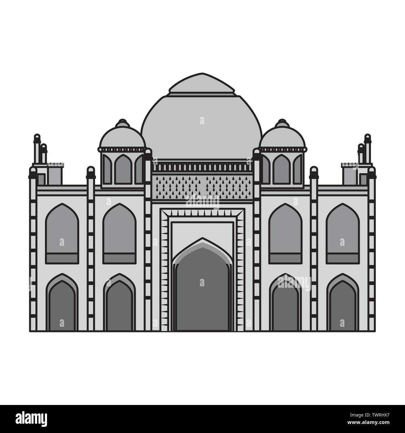 Icône bâtiment indien Taj Mahal Illustration de Vecteur