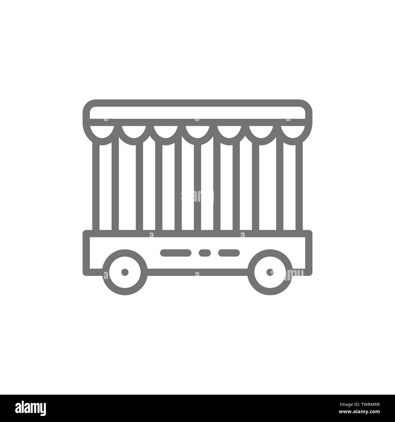 Les cages des animaux de cirque, l'icône de la ligne de montrer. Illustration de Vecteur