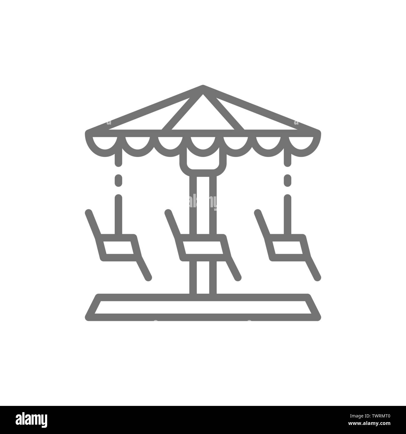 Merry-go-round, carrousel, l'icône de la ligne de swing. Illustration de Vecteur