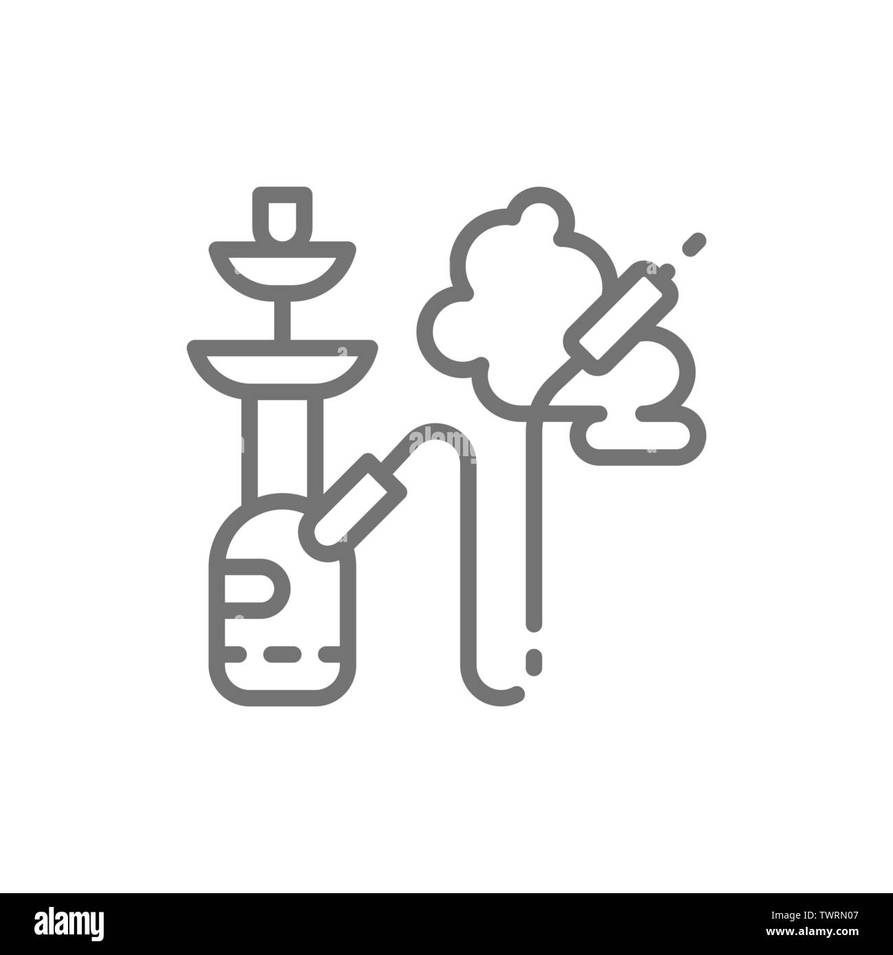 Fumer le narguilé, l'icône de la ligne du tabac. Illustration de Vecteur