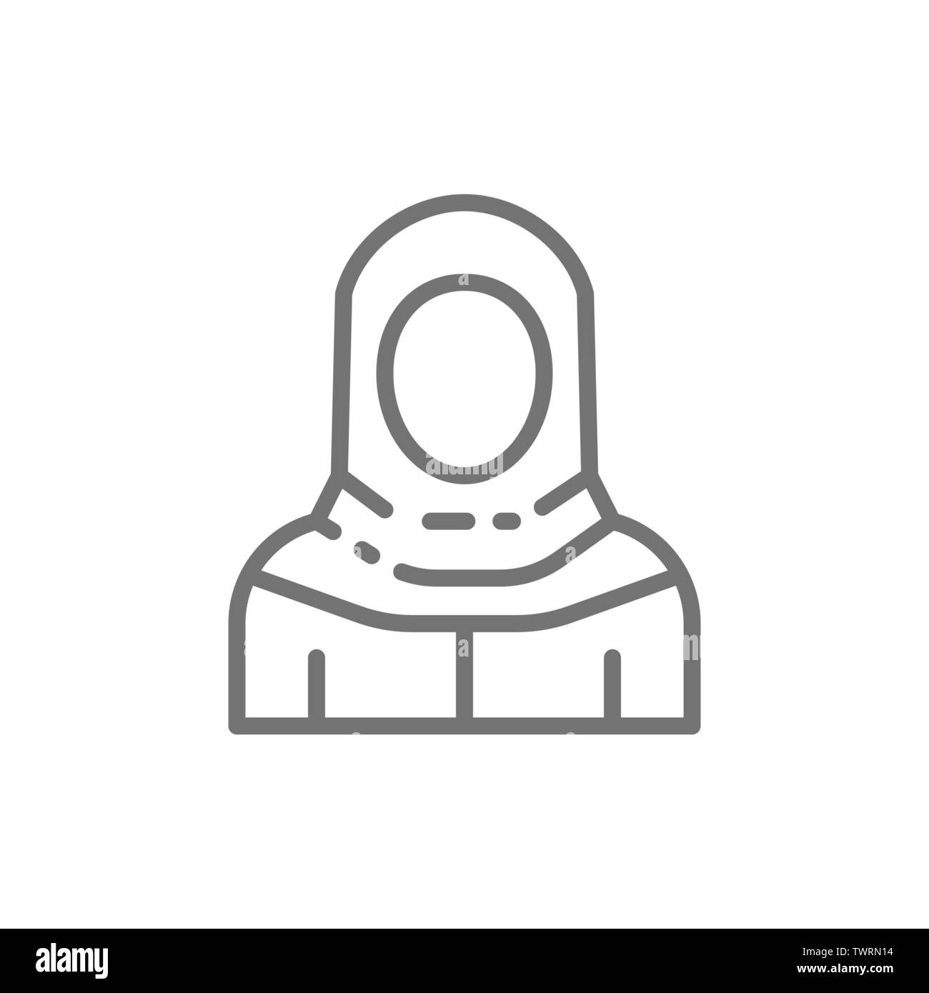 Arabian woman in traditional costume national, l'icône de la ligne de bédouins. Illustration de Vecteur