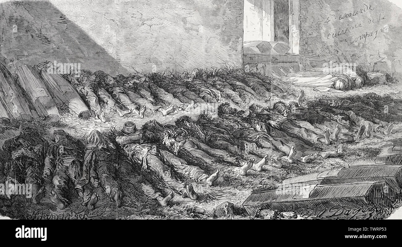 Cadavres déposés dans le fusil prix à la rue Oudinot, durant la Commune de Paris, 1871 Banque D'Images