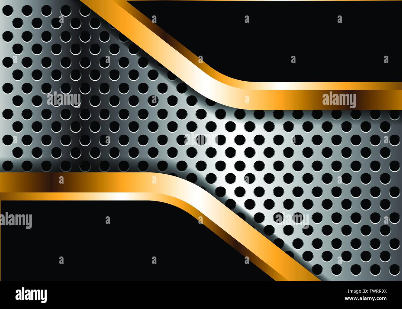 Abstract or noire se recoupent sur cercle argenté mêché design luxe moderne futuristic background vector illustration. Illustration de Vecteur
