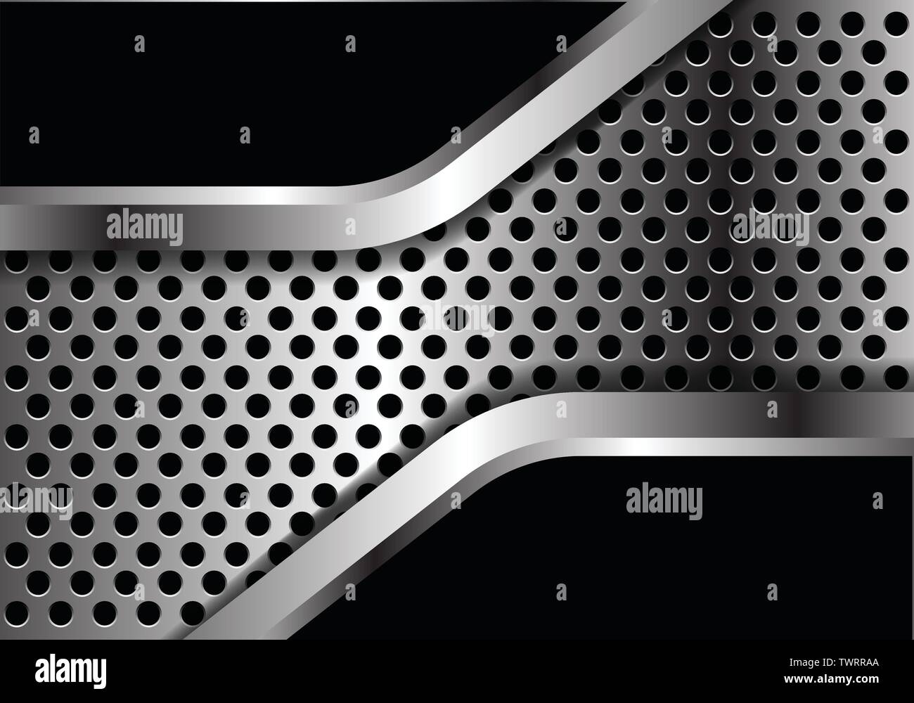 Abstract Silver black metal mesh circle se chevauchent pattern design luxe moderne futuristic background vector illustration. Illustration de Vecteur