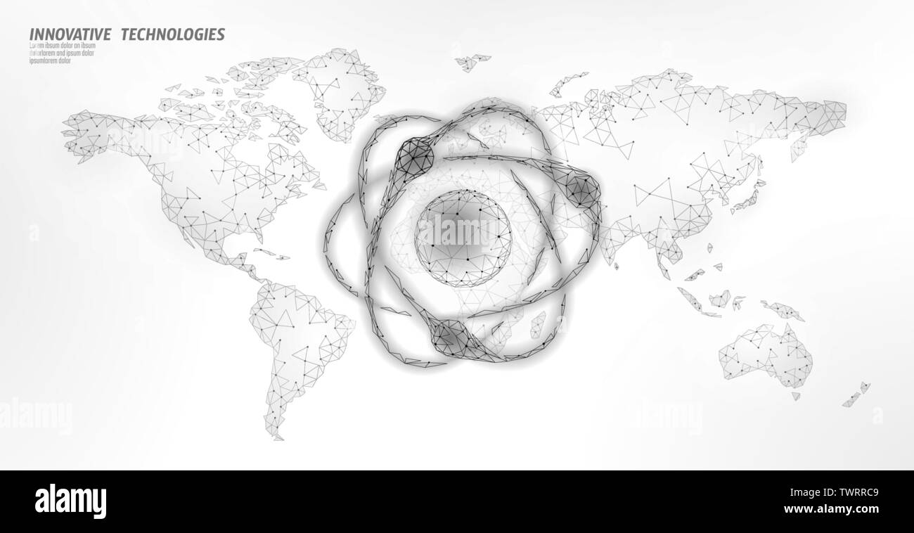 Soupir particules Atom sur carte du monde. Armes militaires nucléaires danger mondial. La défense de la sécurité d'alimentation atonique pays. Traité de la violence internationale bras nuke Illustration de Vecteur