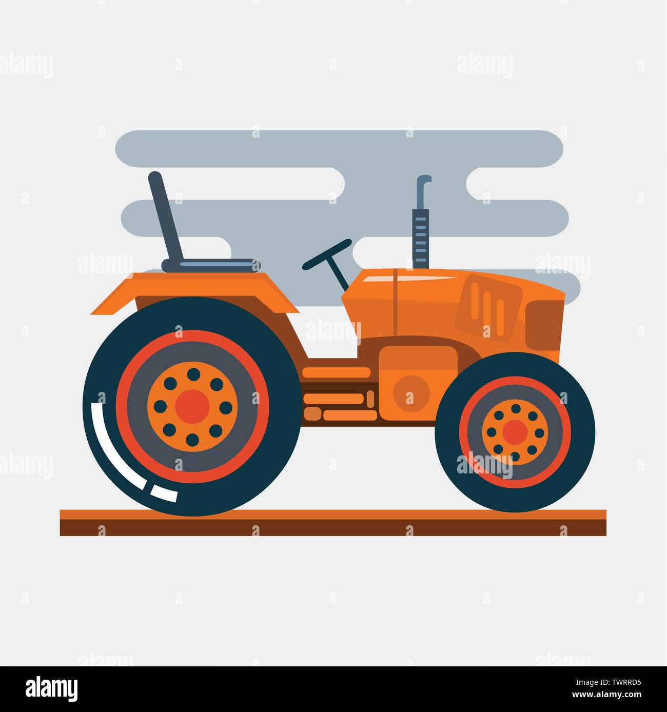 Vue latérale du véhicule tracteur orange vector illustration Illustration de Vecteur