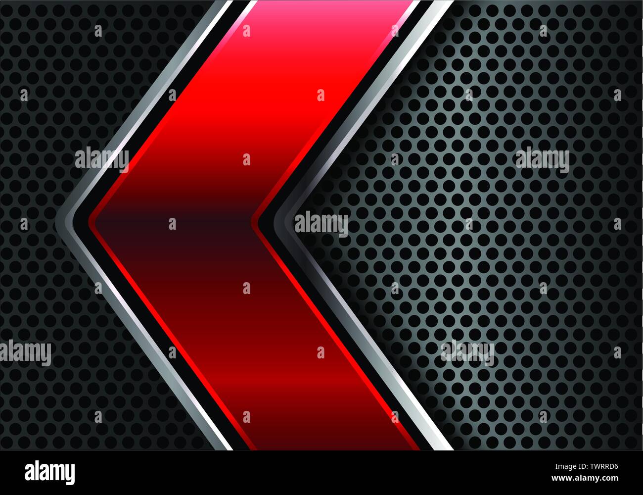 Abstract red silver line la flèche sur le cercle de métal gris moderne design maille luxe futuriste vector illustration d'arrière-plan. Illustration de Vecteur