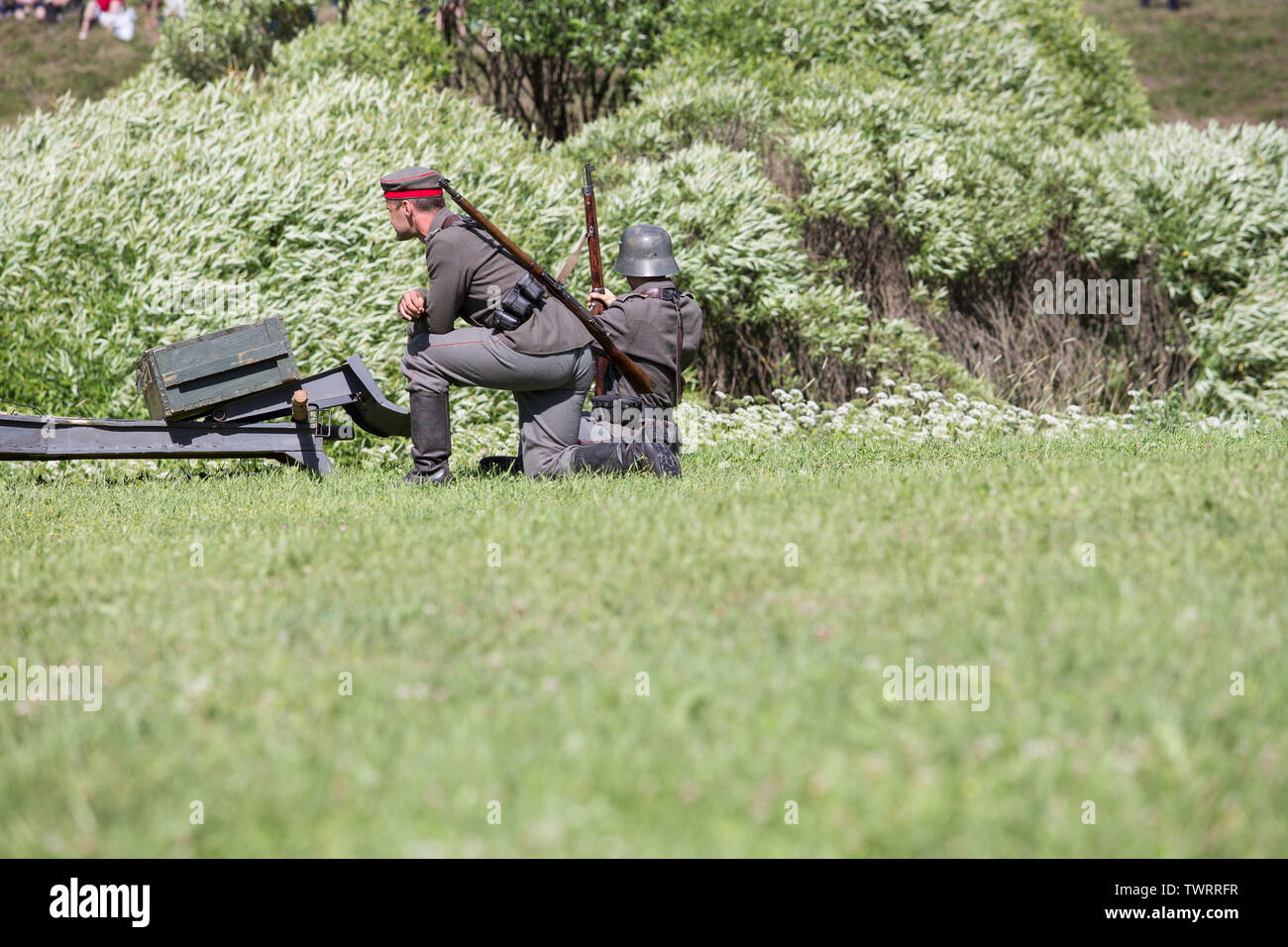 Ville Cesis, république de Lettonie. Siècle de Cesis bataille pour la reconstruction des États baltes. Des armes et des soldats. 22.06.2019. Banque D'Images