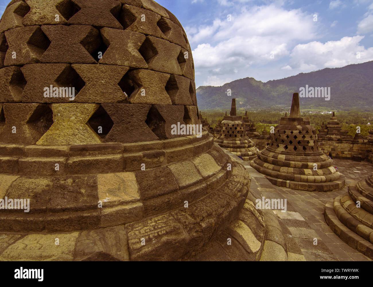 Stupa de Borobudur Temple Banque D'Images