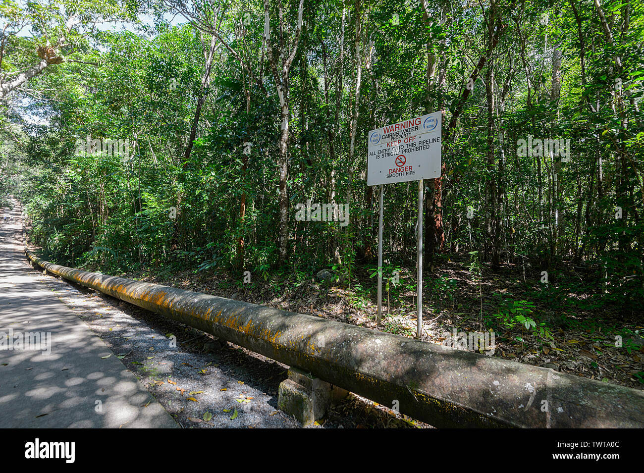 Le Behana Creek et d'admission court le long du pipeline du sentier pédestre à Behana Gorge, Wooroonooran National Park, Aloomba, près de Cairns, loin au nord Queensl Banque D'Images