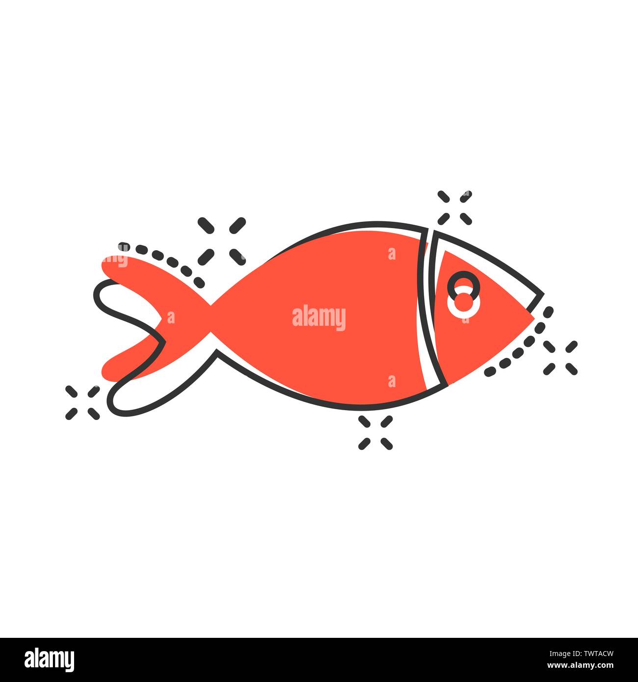 Icône de signe du poisson dans le style comique. Vector cartoon ...