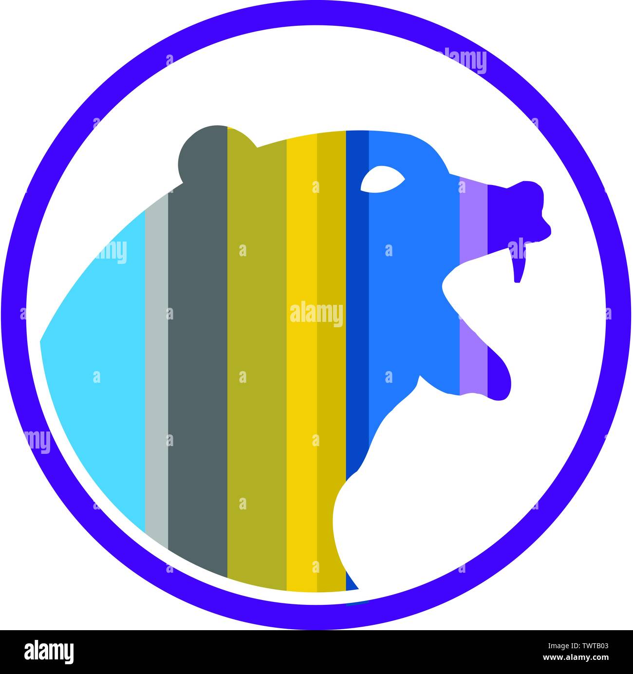 Tête d'ours colorés stylisé en cercle pour Modèle Logo Mascotte Illustration de Vecteur