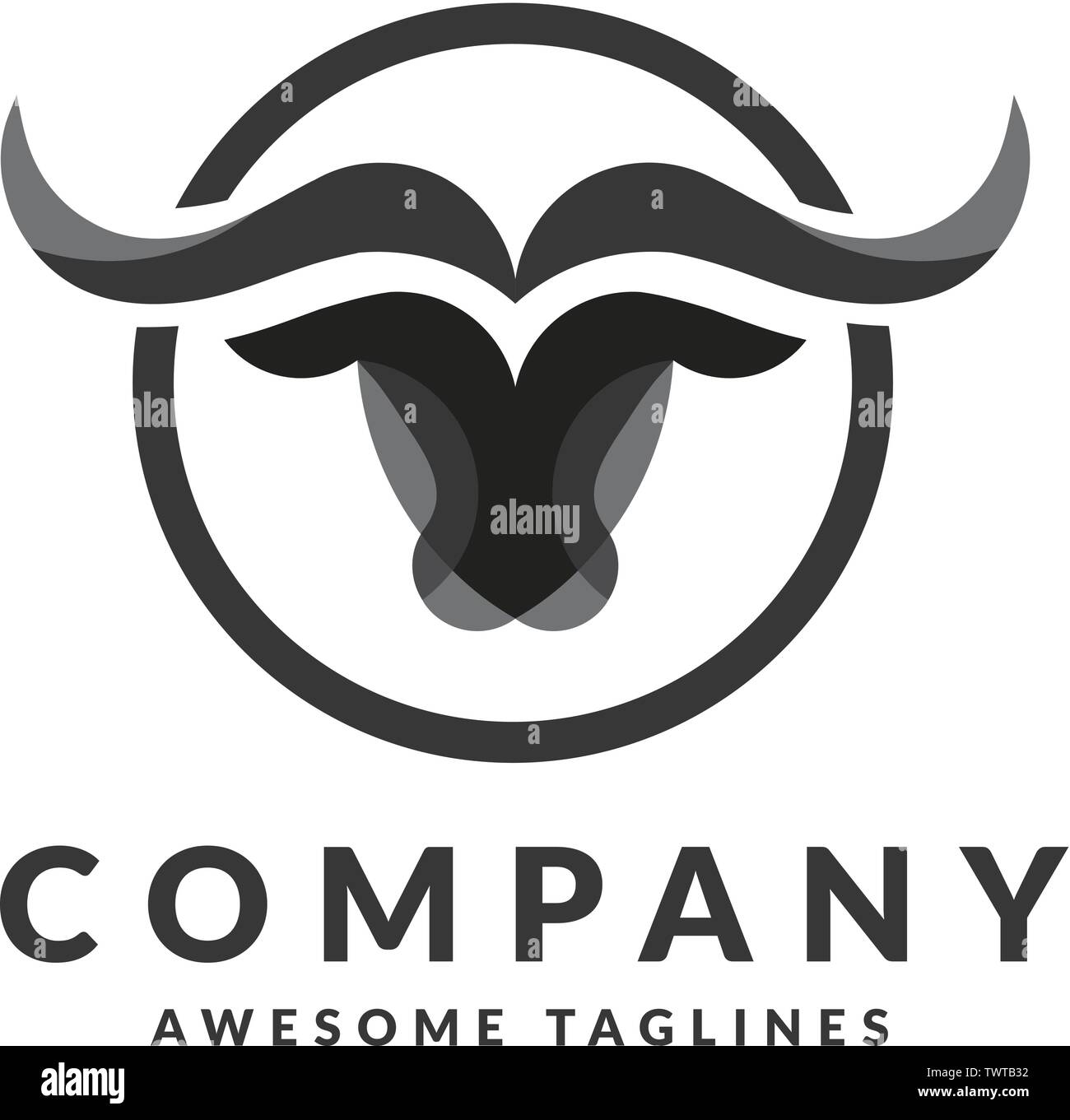 Résumé simple tête Bull logo vector concept illustration, tête de buffle logo, logo tête de Bull Illustration de Vecteur