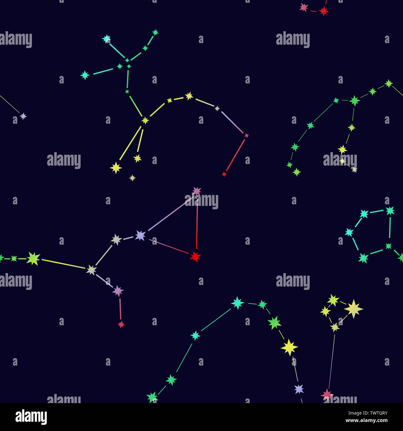 Modèle transparent avec des lignes et des constellations Banque D'Images