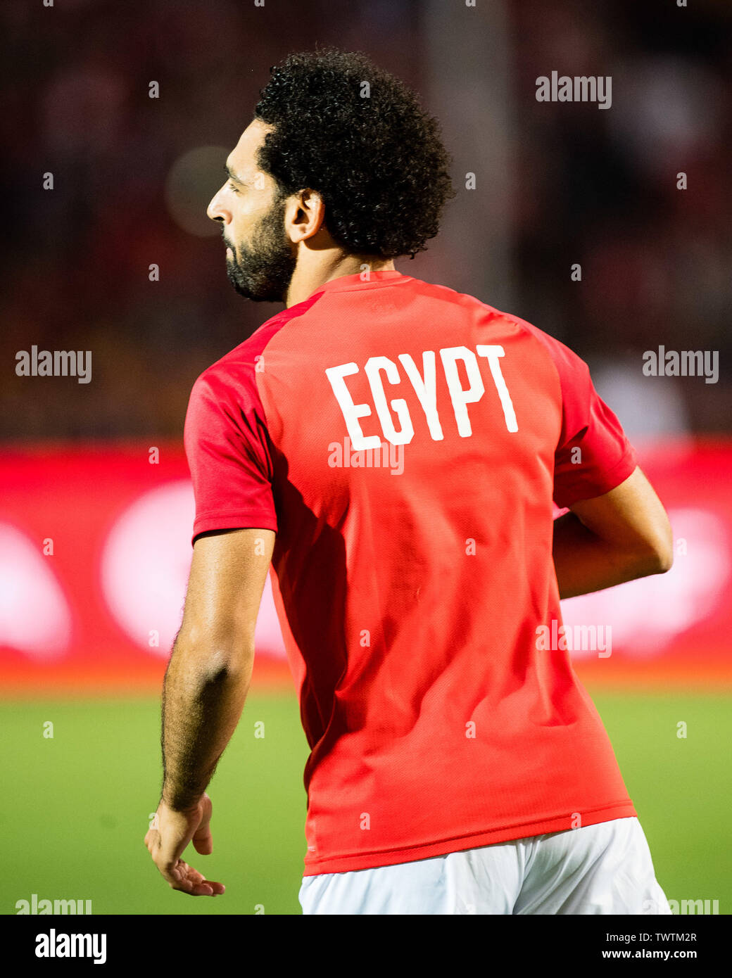 Le CAIRE, ÉGYPTE - JUIN 21 : Mohamed Salah de l'Égypte pendant la coupe d'Afrique des Nations 2019 Group un match entre l'Egypte et le Zimbabwe au Stade International du Caire le 21 juin 2019 au Caire, Égypte. (Photo par Sebastian Frej/MO Media) Banque D'Images