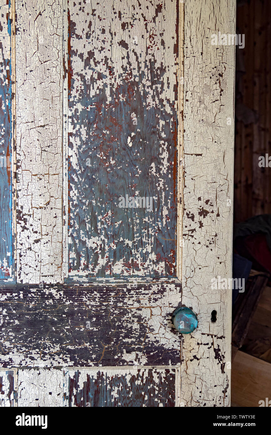 Porte pourri, Abandonné Cottage, Harris, Hébrides, Ecosse, Royaume-Uni Banque D'Images