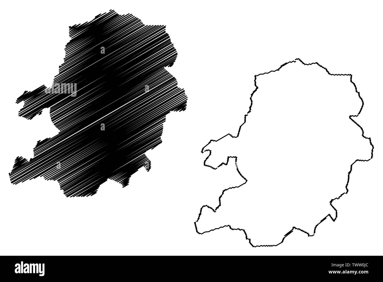 Région Centre (régions du Cameroun, République du Cameroun) map vector illustration, scribble sketch map Illustration de Vecteur