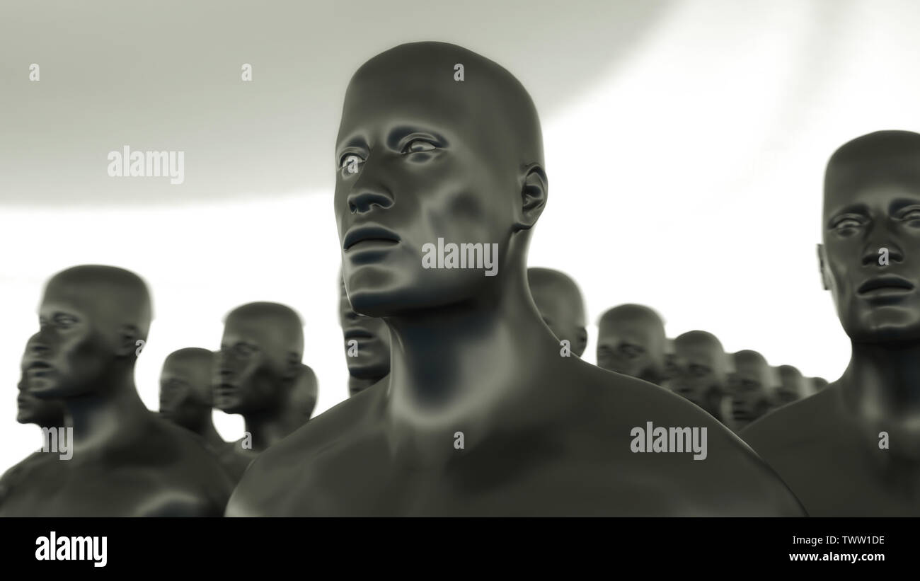 3D render. Silhouettes humanoïdes clonage Banque D'Images