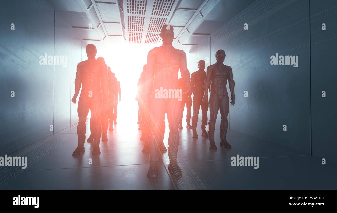 3D render. Silhouettes humanoïdes clonage Banque D'Images