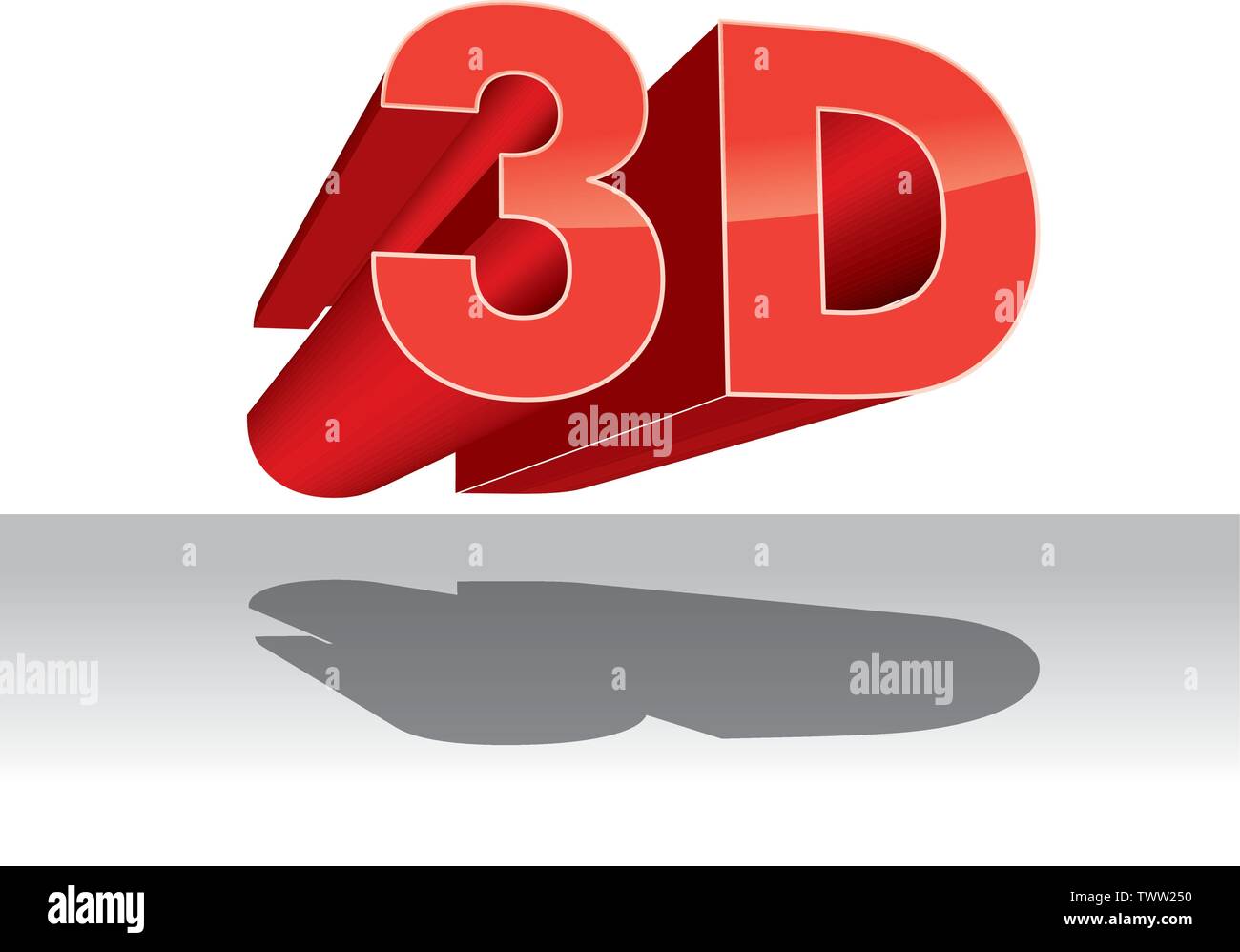 Logo 3d vector de la télévision en trois dimensions, nouvelle icône rouge en mesure troisième plat Illustration de Vecteur