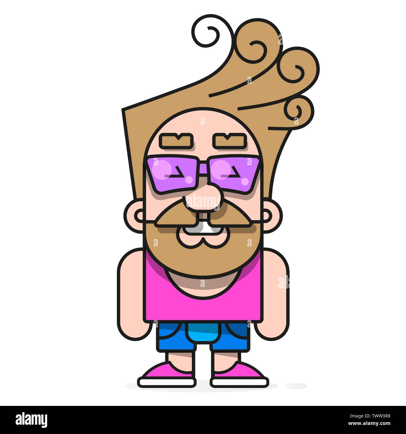 Hipster à la mode avec des lunettes et des cheveux élégant fond d'image pour créer des boutons, des bannières, des graphiques. Illustration de Vecteur