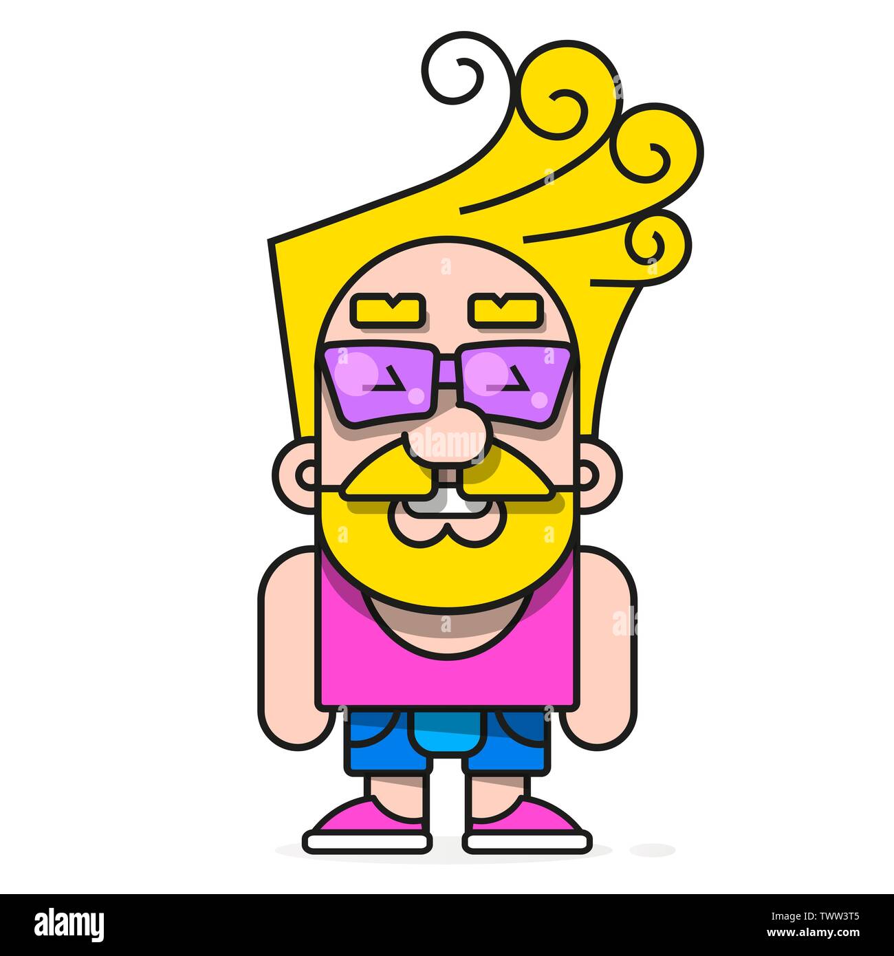 Hipster à la mode avec des lunettes et des cheveux élégant fond d'image pour créer des boutons, des bannières, des graphiques. Illustration de Vecteur