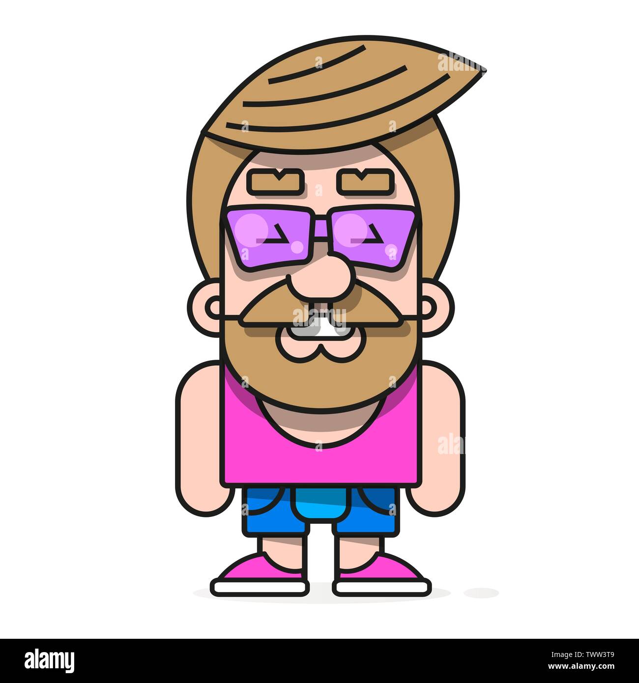 Hipster à la mode avec des lunettes et des cheveux élégant fond d'image pour créer des boutons, des bannières, des graphiques. Illustration de Vecteur