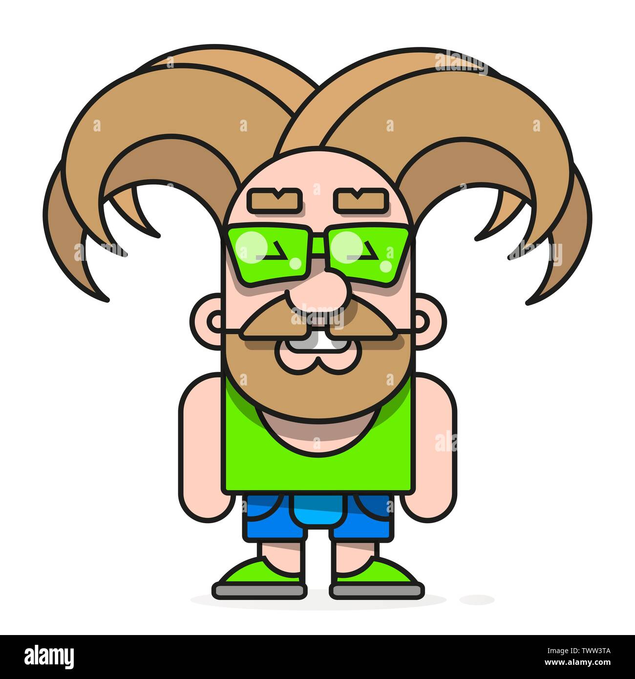Hipster à la mode avec des lunettes et des cheveux élégant fond d'image pour créer des boutons, des bannières, des graphiques. Illustration de Vecteur