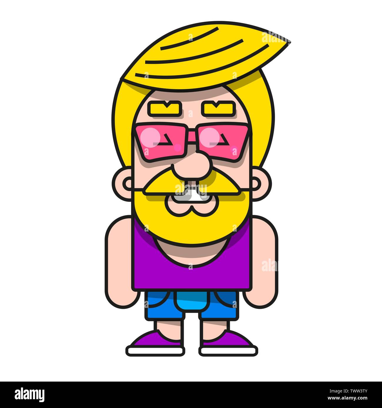 Hipster à la mode avec des lunettes et des cheveux élégant fond d'image pour créer des boutons, des bannières, des graphiques. Illustration de Vecteur