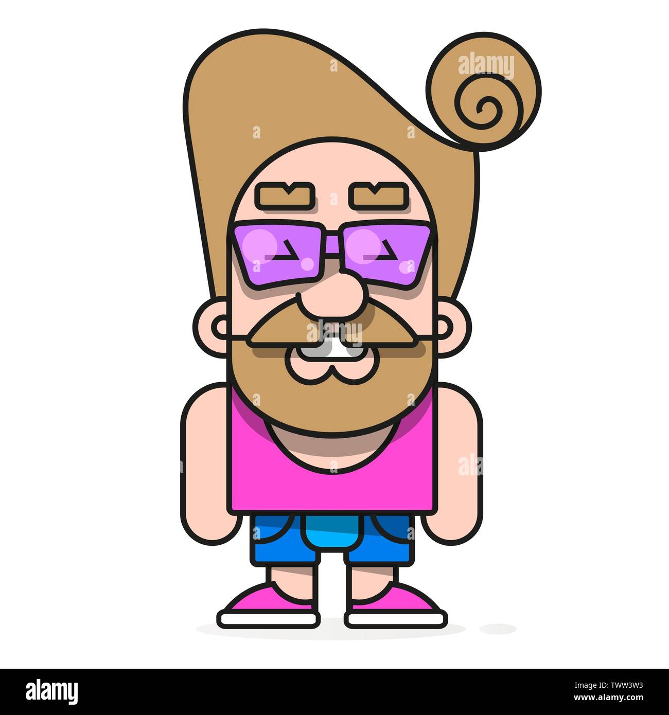 Hipster à la mode avec des lunettes et des cheveux élégant fond d'image pour créer des boutons, des bannières, des graphiques. Illustration de Vecteur