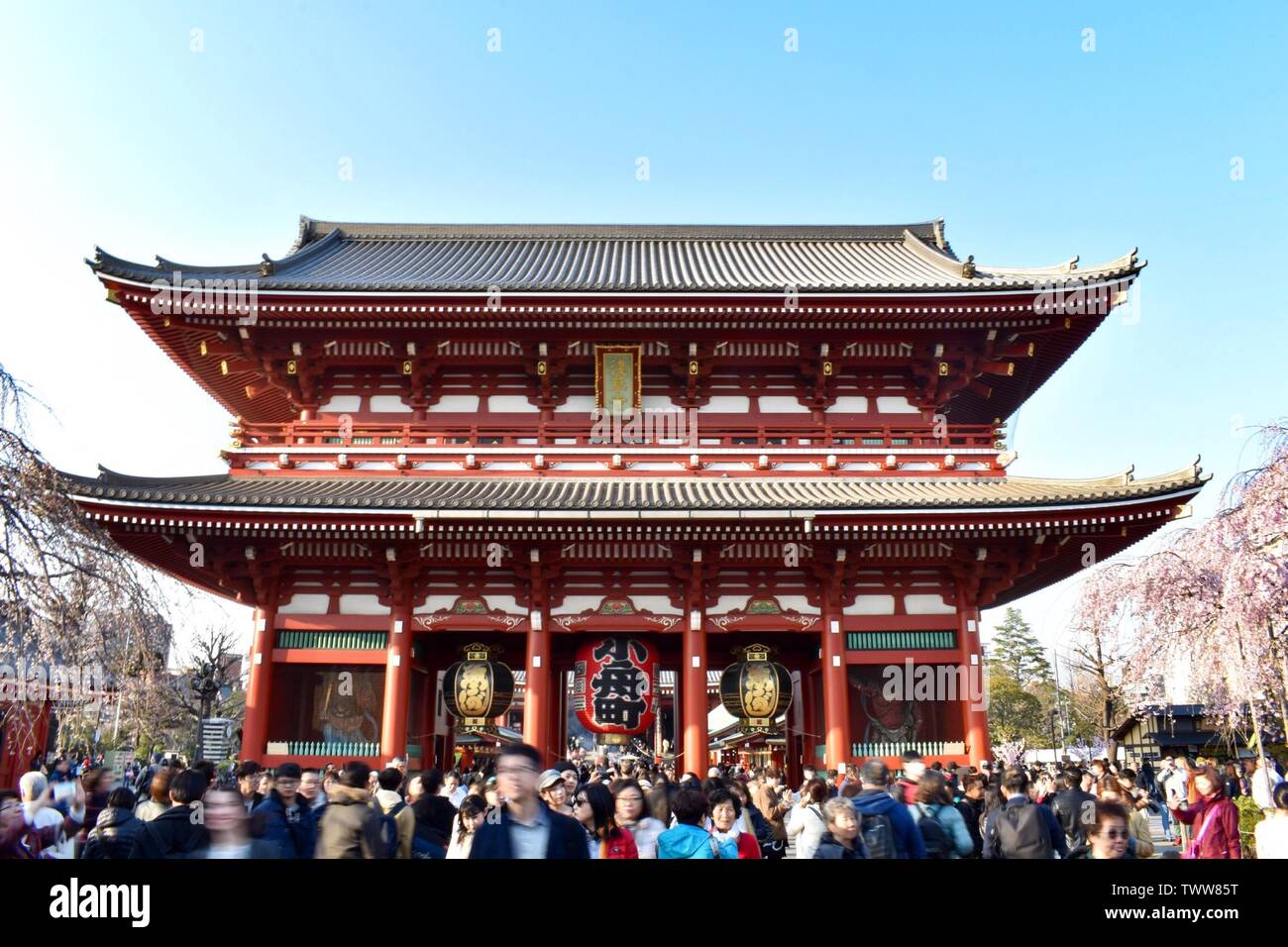 Kaminari mon - embarquement à l'Sensó-ji avec chóchin lanterne énorme (670kg), Tokyo, Japon Banque D'Images